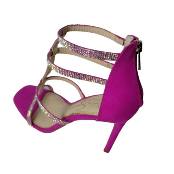 Jessica Simpson Oliana Bright Pink Caged Dress Sandals Womens 7.5 Barbiecore New - Picture 11 of 15